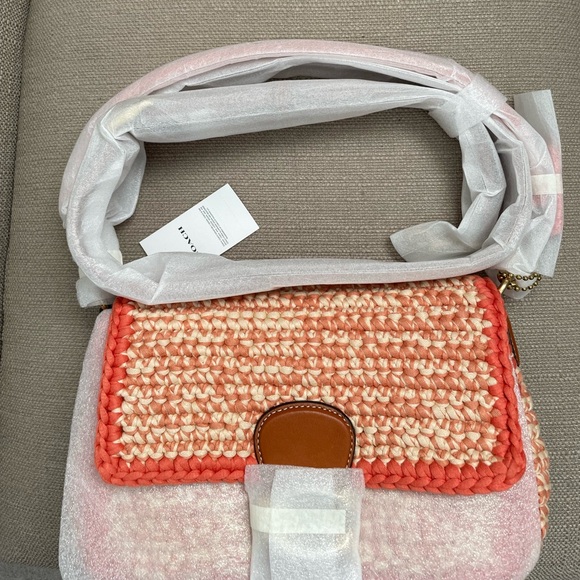 Coach Soft Tabby Shoulder Bag With Crochet in Faded Orange Multi New - Picture 13 of 15